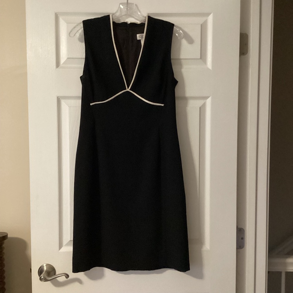 Elegant Black Dress with White Trim